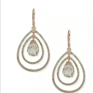 Anne Klein new Gold Tone Pave Orbital Drop Stone